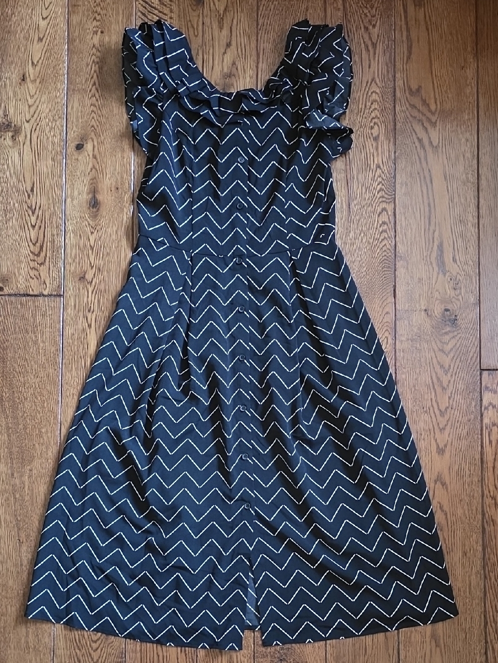 Who What Wear Black Dress with White Zigzag Print